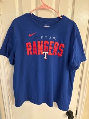 Mens Nike The Nike Tee Texas Rangers T Shirt Short Sleeve Blue MLB Size XXL